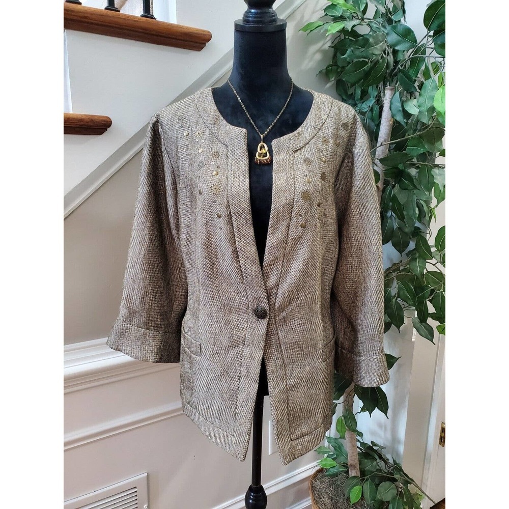 Coldwater Creek Women's Brown Polyester Long Sleeve Casual Jacket Blazer 22W